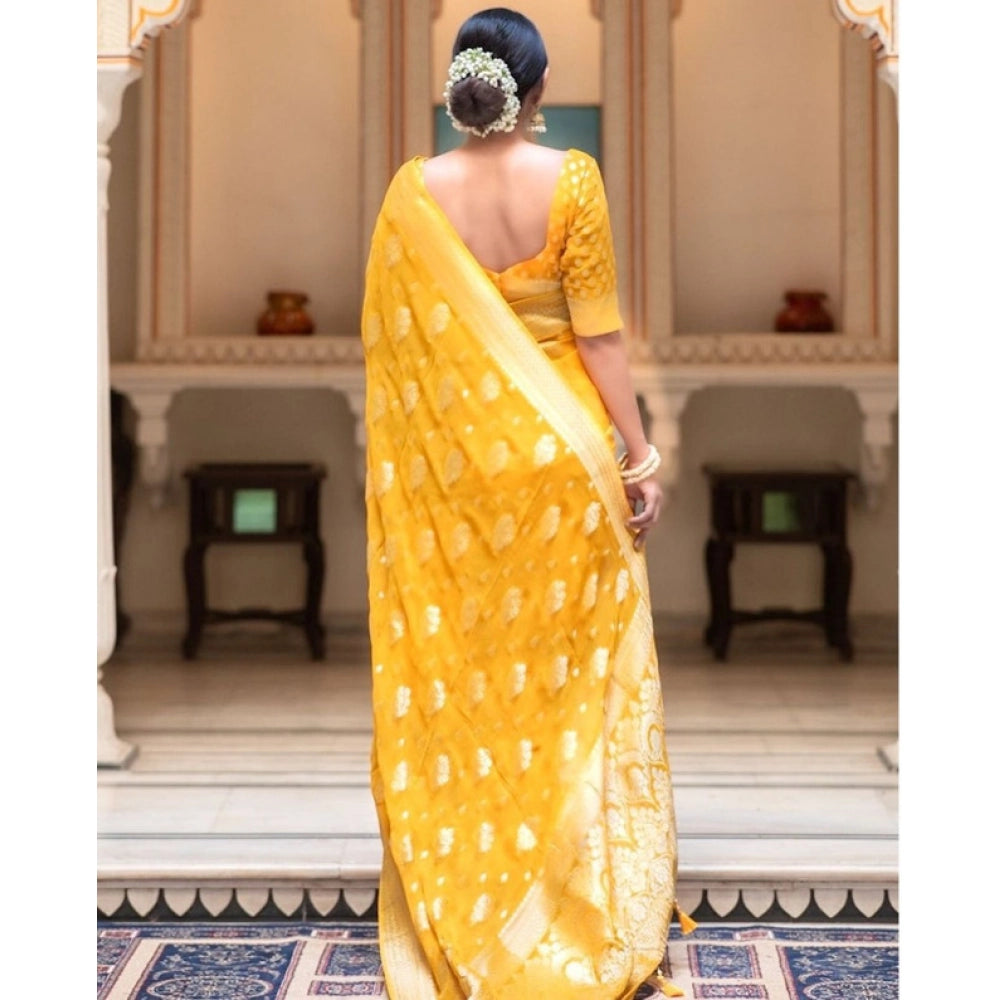 Women'S Soft Lichi Silk Printed Saree With Unstitched Blouse 5