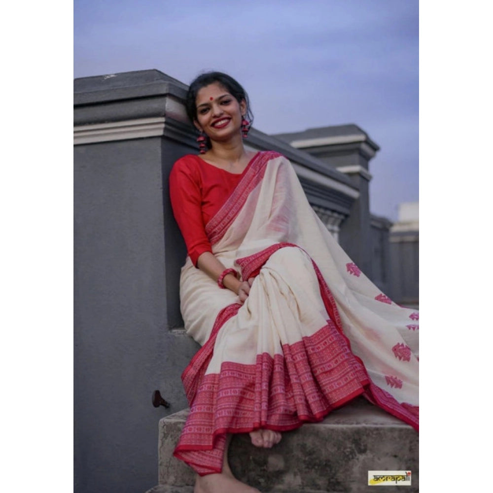 Women'S Soft Lilan Printed Saree With Unstitched Blouse 5.5Mtr