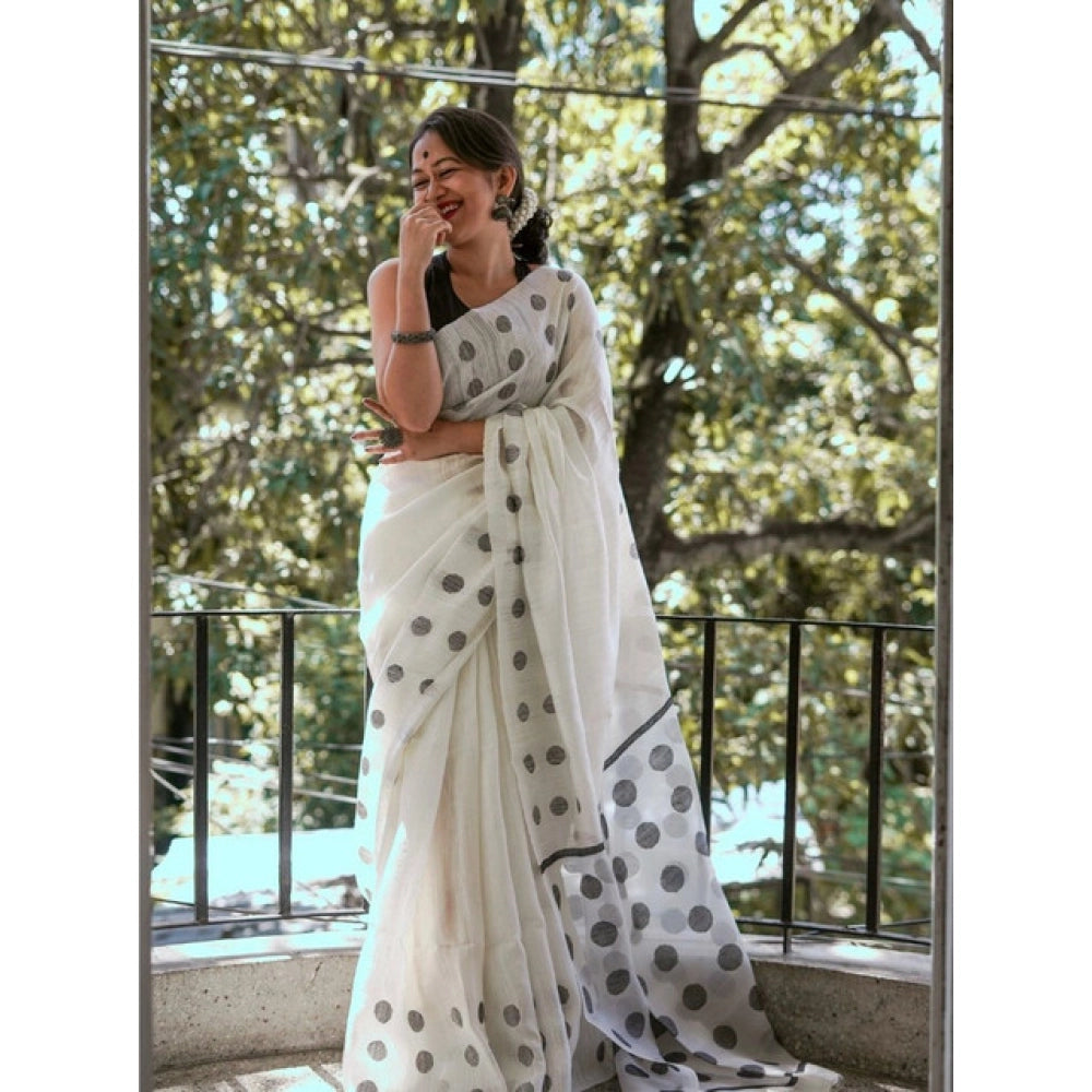 Women'S Soft Lilan Printed Saree With Unstitched Blouse 5.5Mtr