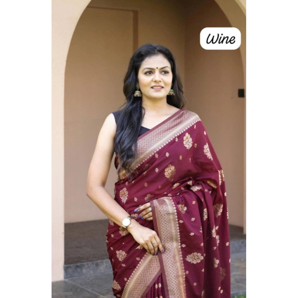 Women'S Soft Lichi Silk Printed Saree With Unstitched Blouse 5