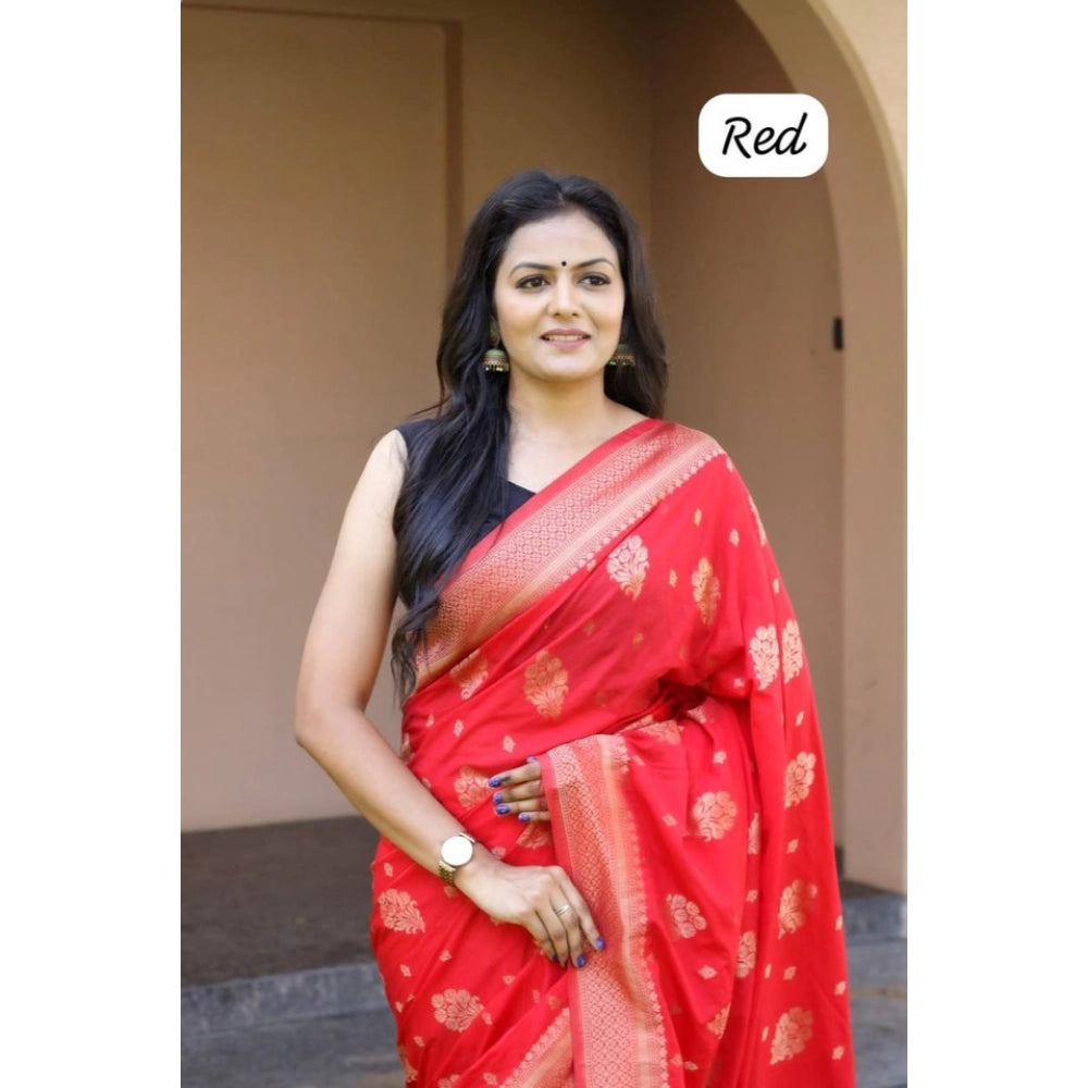 Women'S Soft Lichi Silk Printed Saree With Unstitched Blouse 5