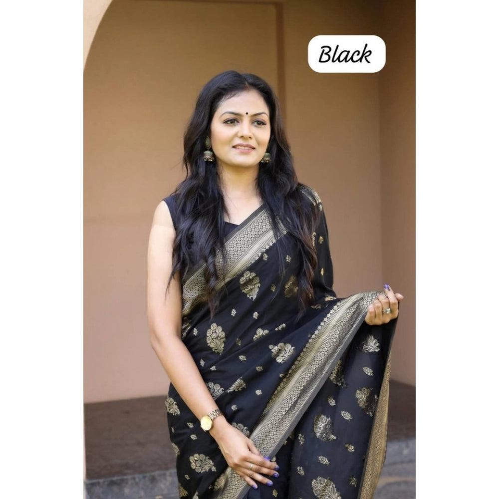 Women'S Soft Lichi Silk Printed Saree With Unstitched Blouse 5
