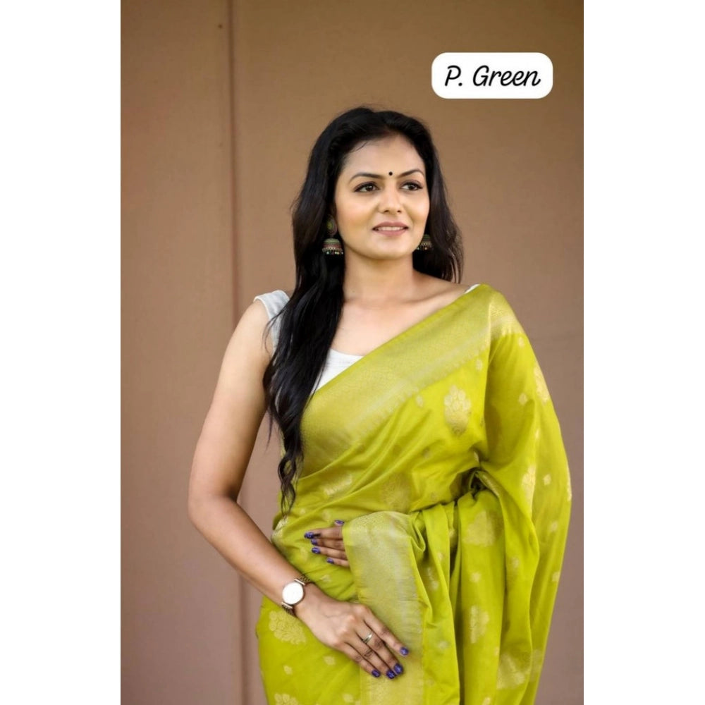 Women'S Soft Lichi Silk Printed Saree With Unstitched Blouse 5