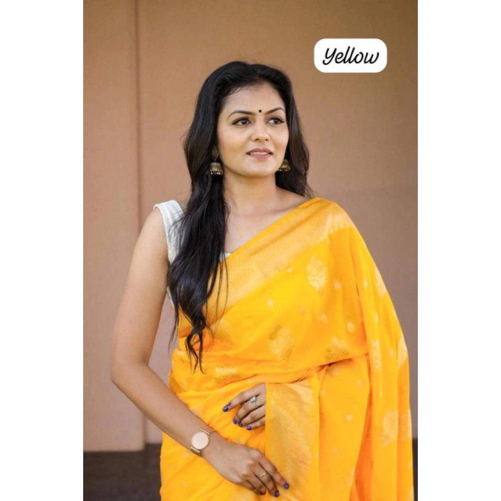 Women'S Soft Lichi Silk Printed Saree With Unstitched Blouse 5