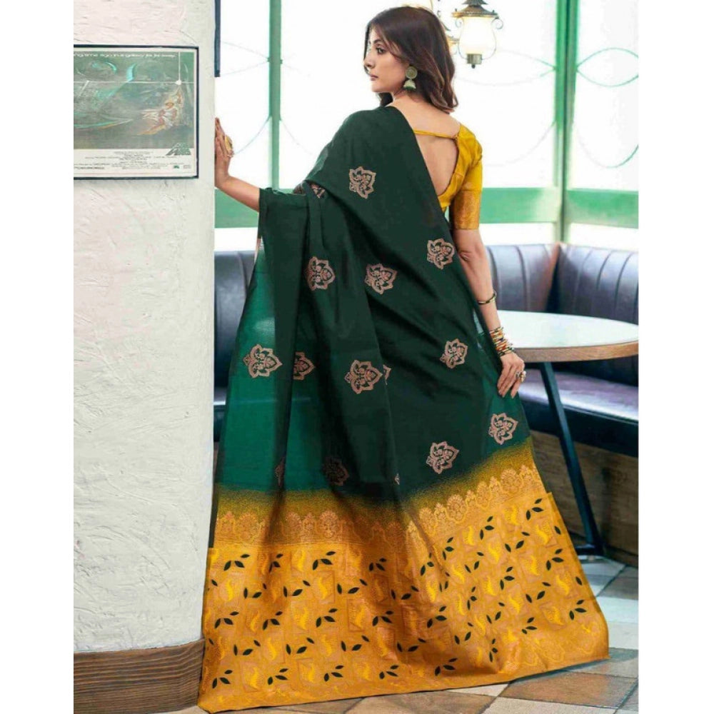 Women'S Soft Lichi Silk Printed Saree With Unstitched Blouse 5