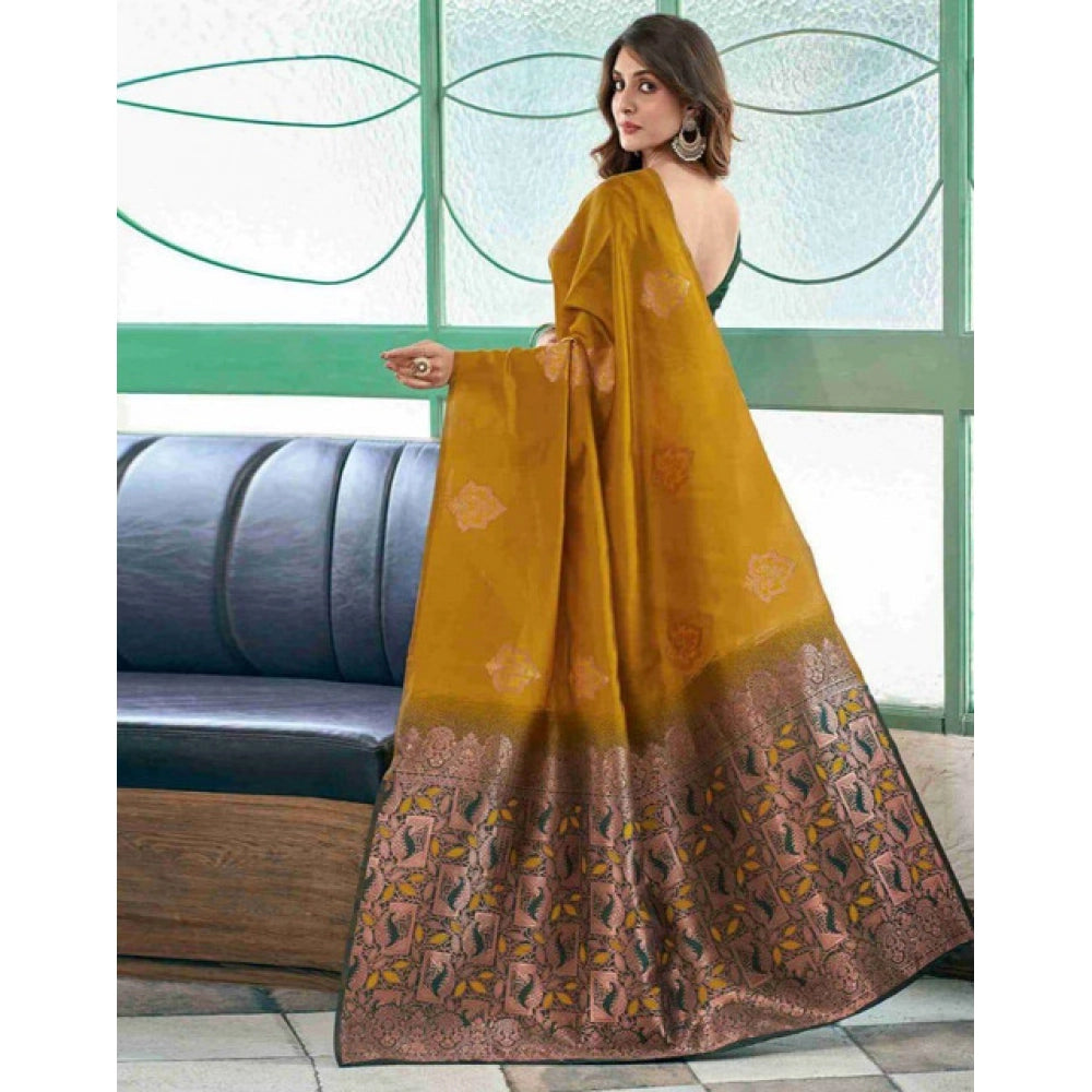 Women'S Soft Lichi Silk Printed Saree With Unstitched Blouse 5
