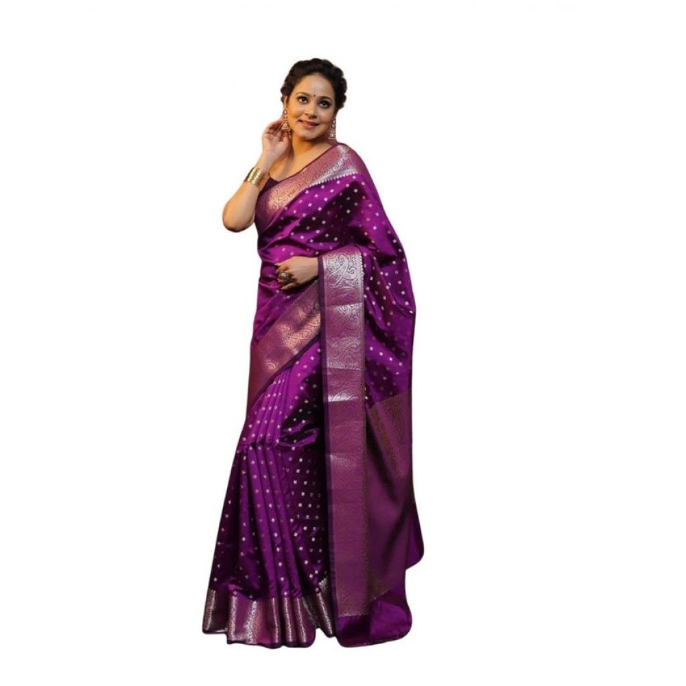 Women'S Soft Lichi Silk Printed Saree With Unstitched Blouse 5