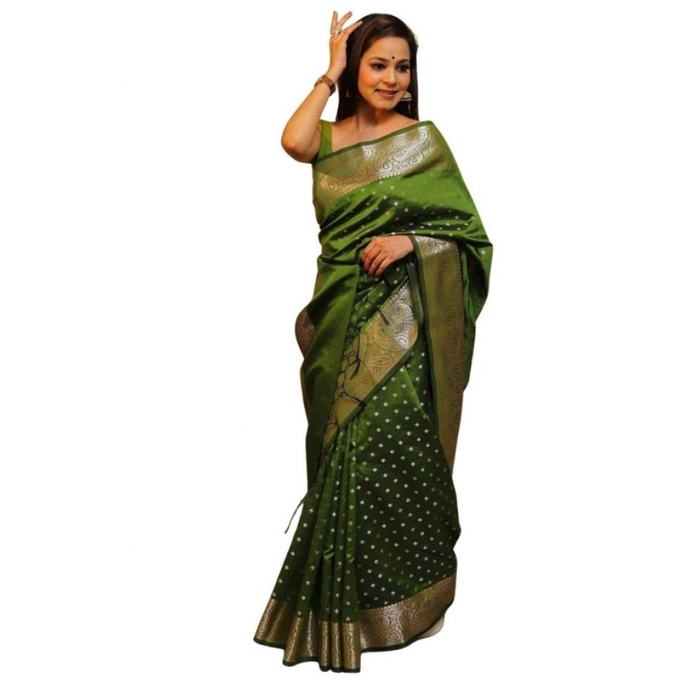 Women'S Soft Lichi Silk Printed Saree With Unstitched Blouse 5