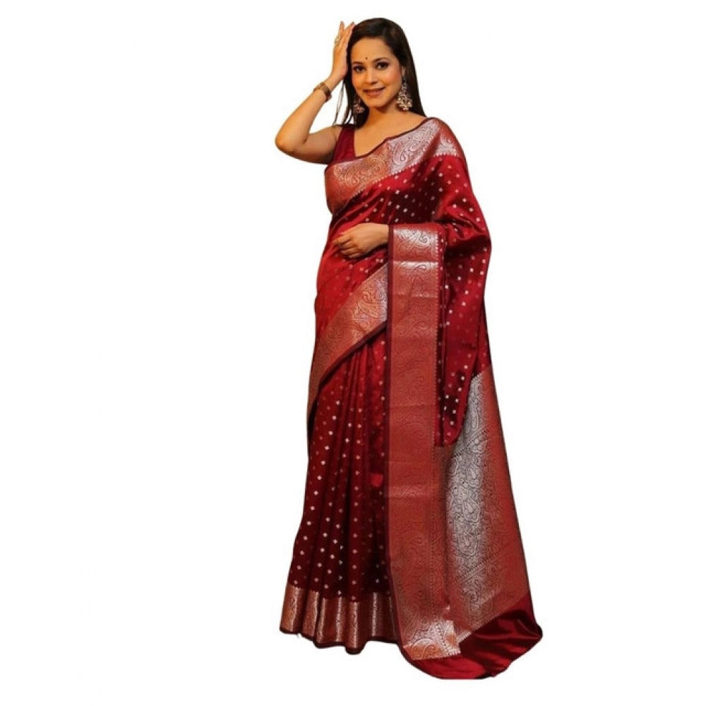 Women'S Soft Lichi Silk Printed Saree With Unstitched Blouse 5