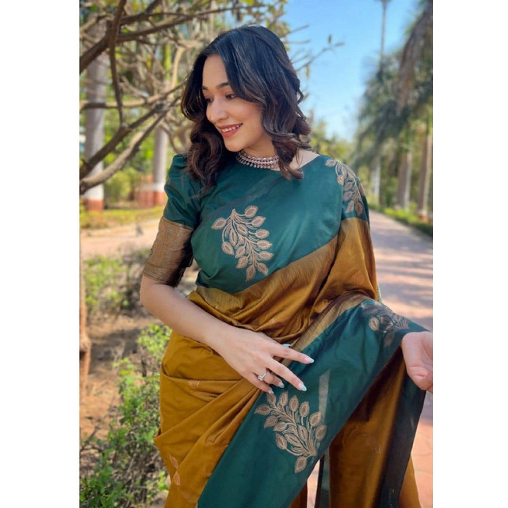Women'S Soft Lichi Silk Printed Saree With Unstitched Blouse 5