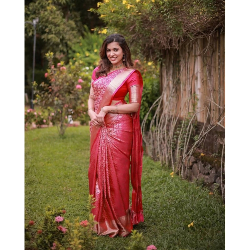 Women'S Soft Lichi Silk Printed Saree With Unstitched Blouse 5