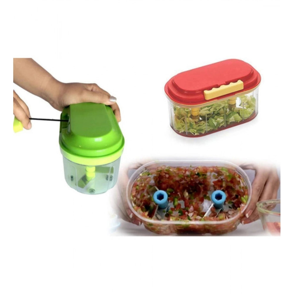 Pack Of 2_Twin Bowl Dual-Blade Hand Chopper | Manual Food Proc