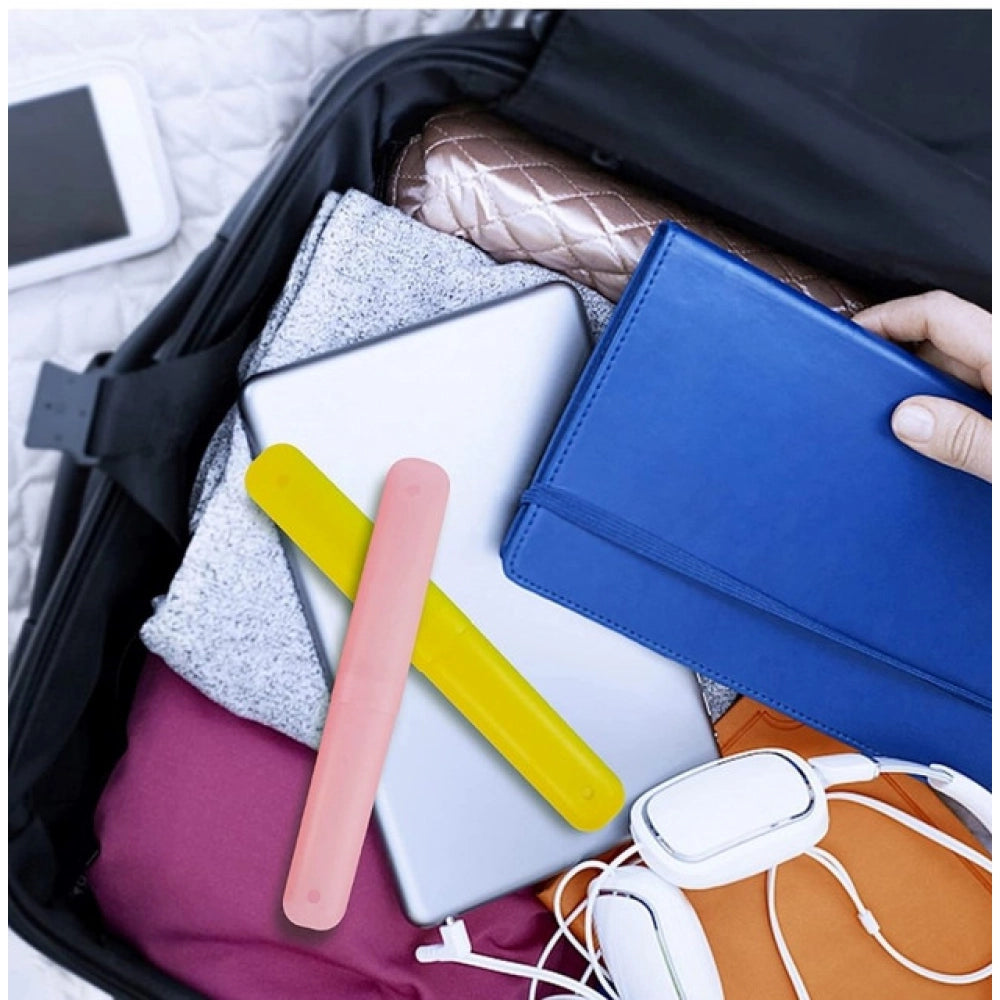 Pack Of 4_Plastic Toothbrush Holder Travel 4-Pieces Set Tube C