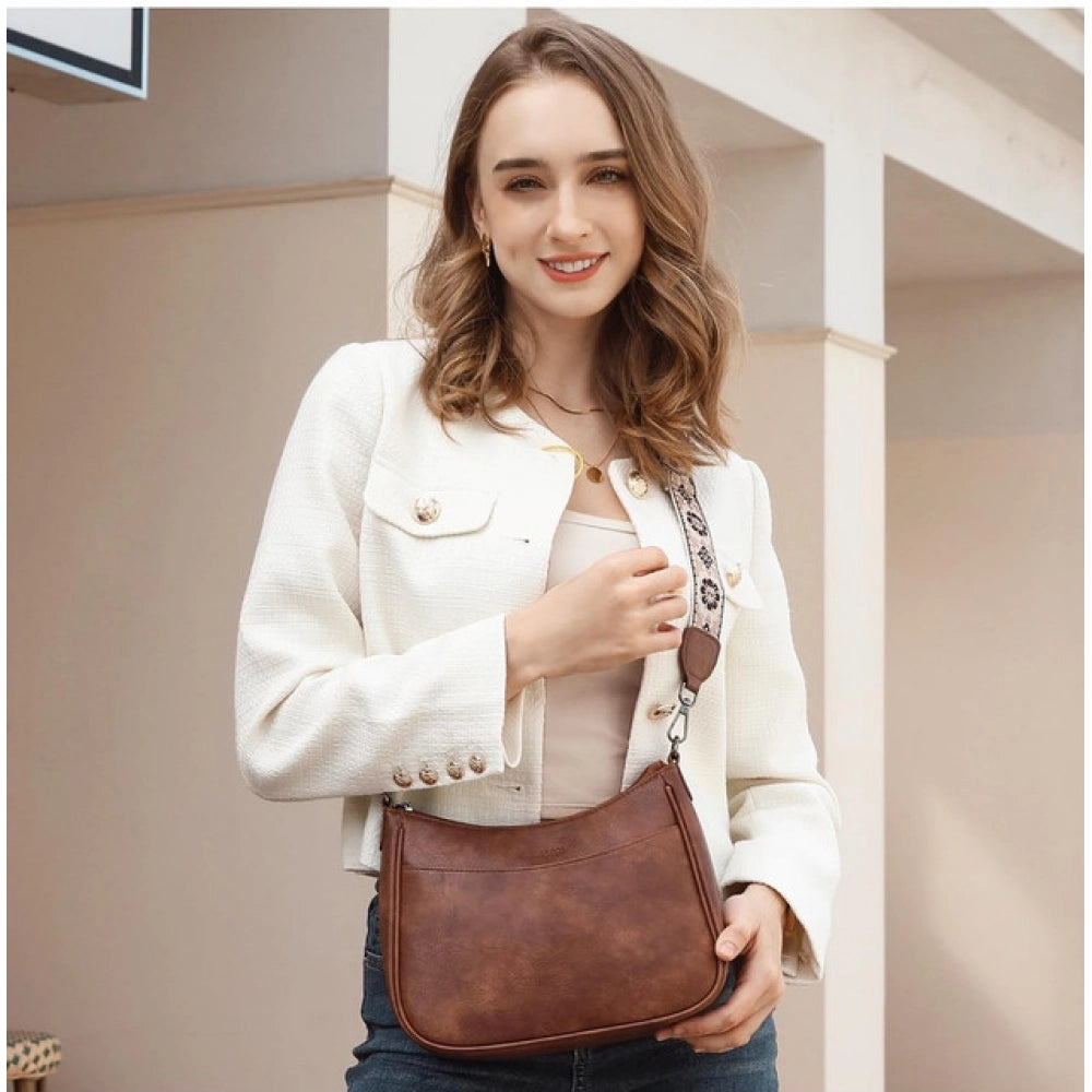 Women's PU Leather Zipper Sling Bag
