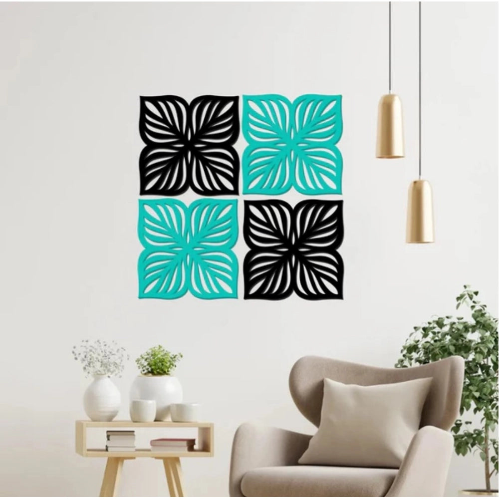 Flowers Design Wooden Wall Decor – Set Of 4 Pieces