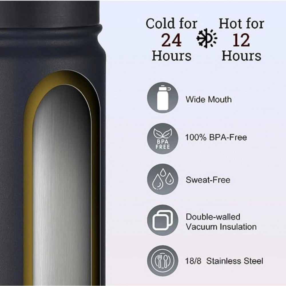 1000 Ml Double Wall Insulated Stainless Steel Water Bottle Wit