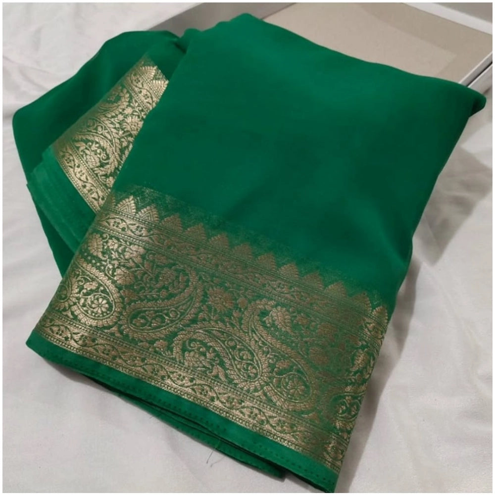 Women'S Crepe Chit Pallu Solid Saree With Unstitched Blouse 5.