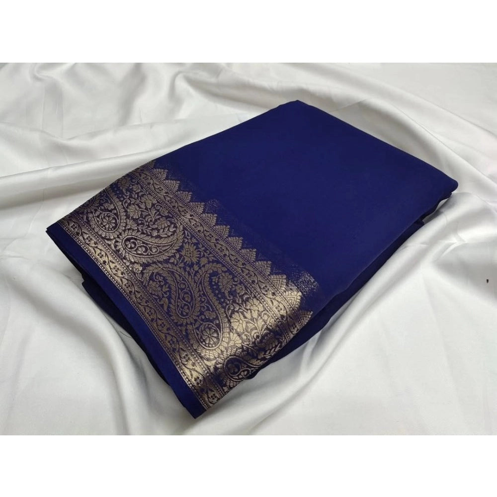 Women'S Crepe Chit Pallu Solid Saree With Unstitched Blouse 5.