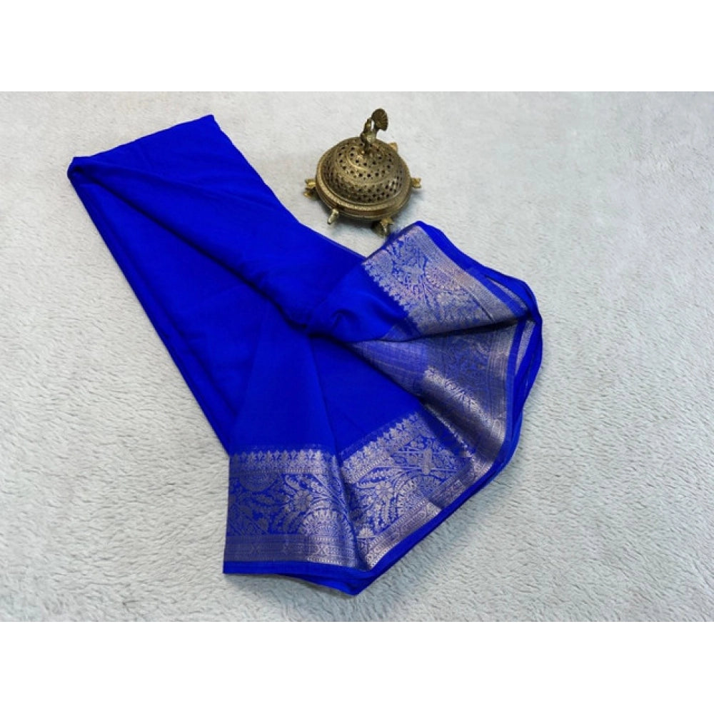 Women'S Crepe Chit Pallu Solid Saree With Unstitched Blouse 5.