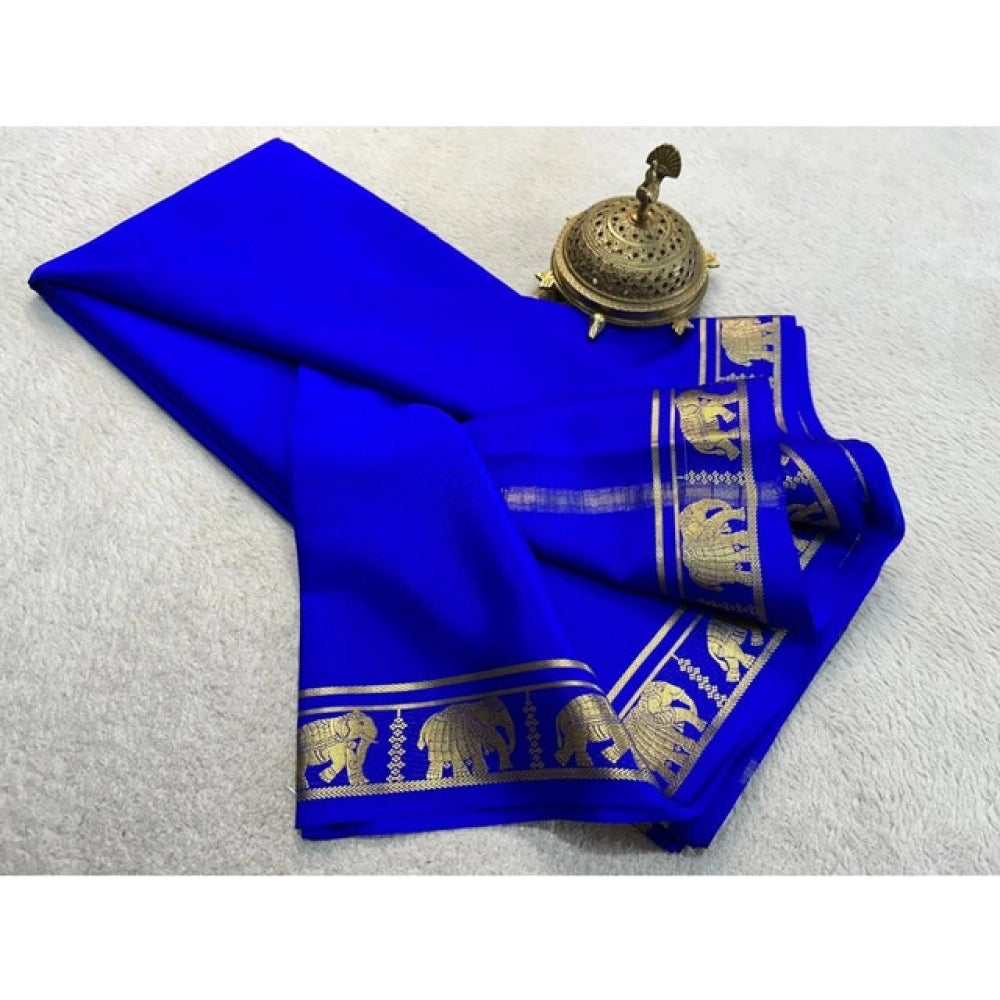 Women'S Crepe Chit Pallu Solid Saree With Unstitched Blouse 5.