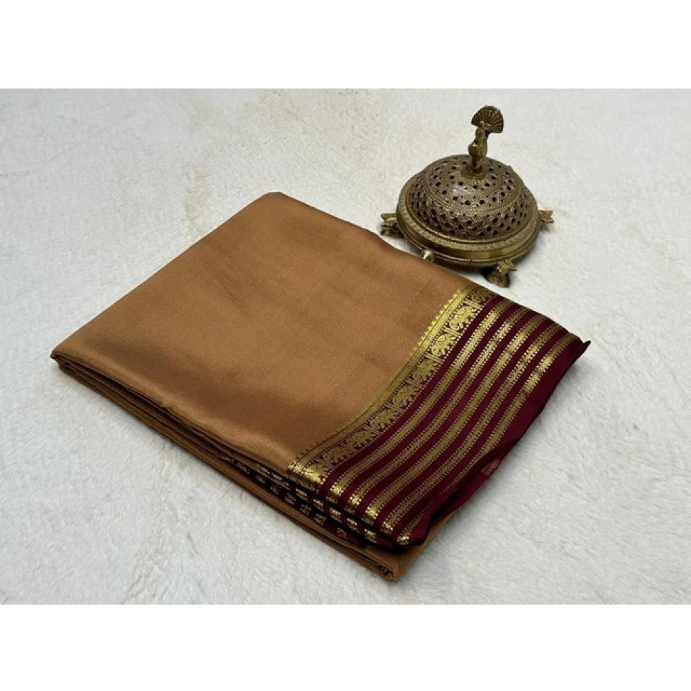 Women'S Crepe Chit Pallu Solid Saree With Unstitched Blouse 5.