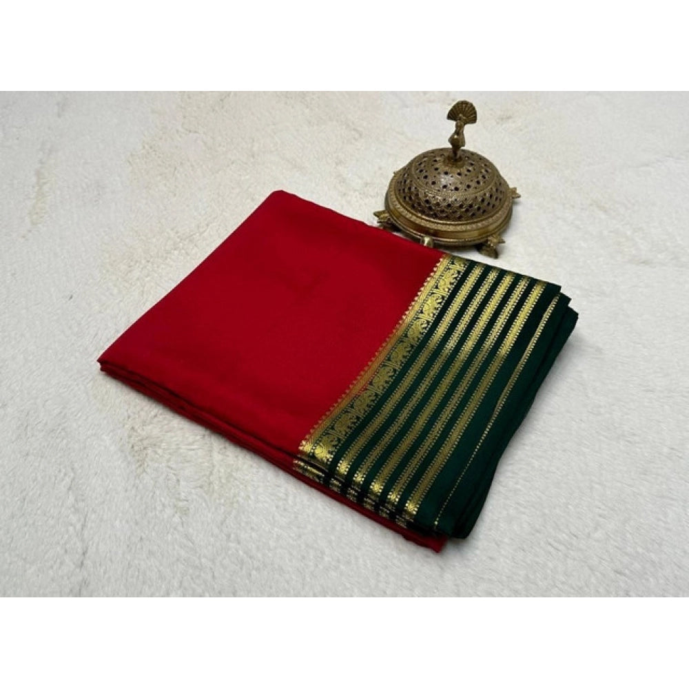 Women'S Crepe Chit Pallu Solid Saree With Unstitched Blouse 5.