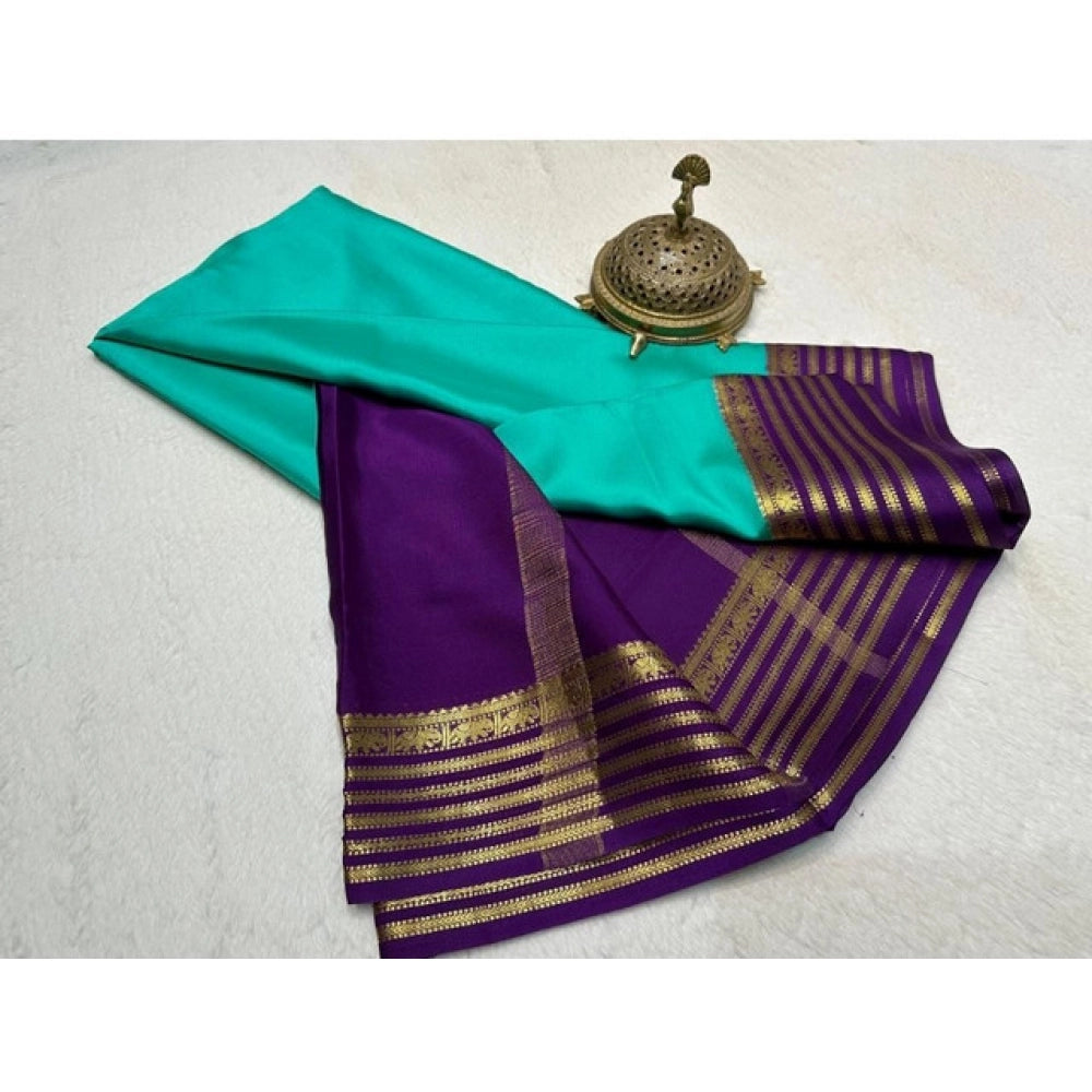 Women'S Crepe Chit Pallu Solid Saree With Unstitched Blouse 5.