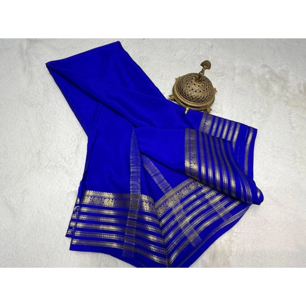 Women'S Crepe Chit Pallu Solid Saree With Unstitched Blouse 5.