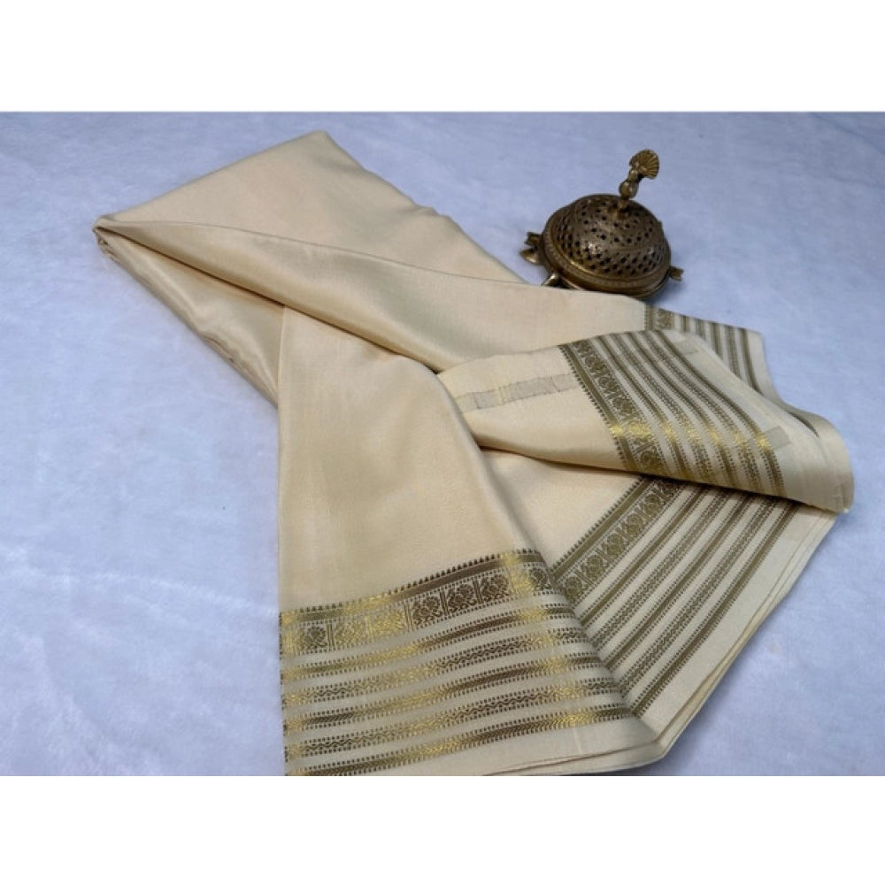 Women'S Crepe Chit Pallu Solid Saree With Unstitched Blouse 5.