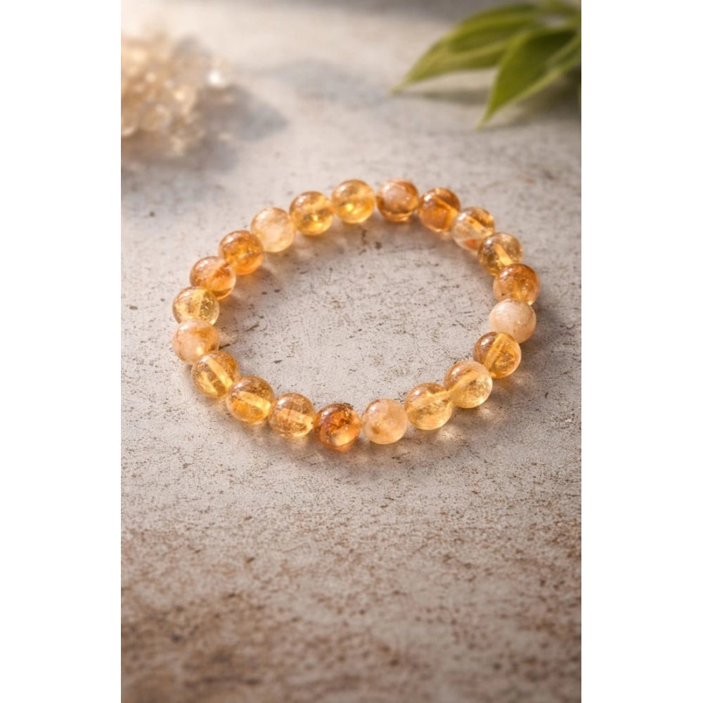 Natural Crystal 8Mm Citrine Bracelet (Musterd Yellow)
