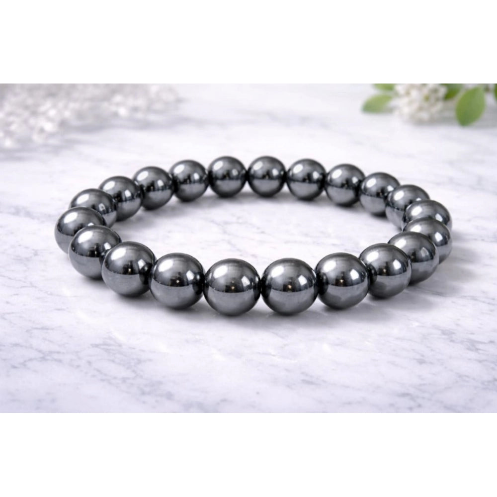 Natural Crystal 8Mm Hematite Bracelet (Grey)