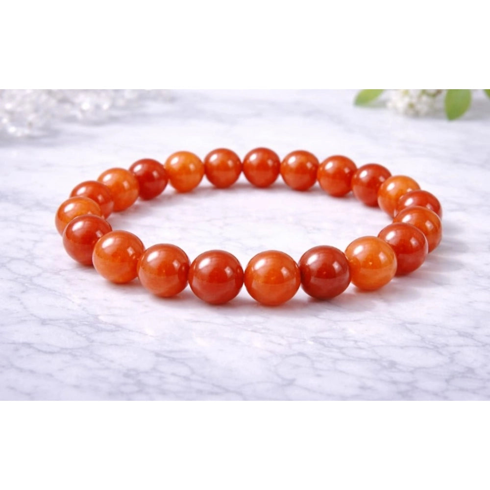 Natural Crystal 8Mm Carnelian Bracelet (Red)