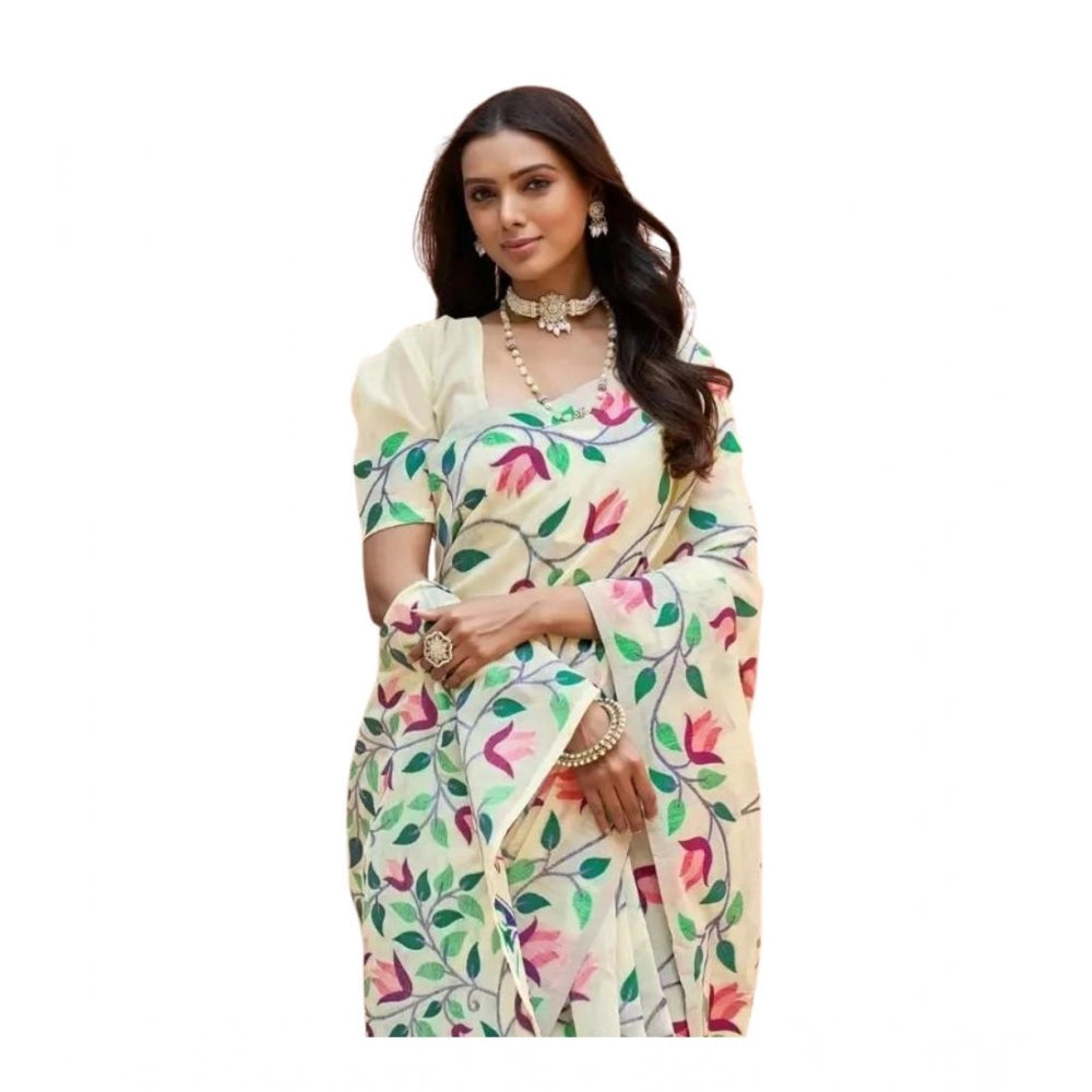 Women'S Georgette Printed Saree With Unstitched Blouse 5.5Mtr