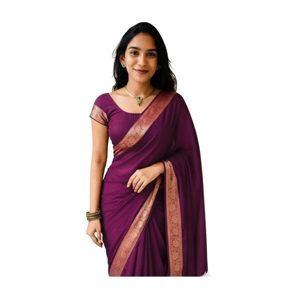 Women'S Vichitra Silk Printed Saree With Unstitched Blouse 5.5