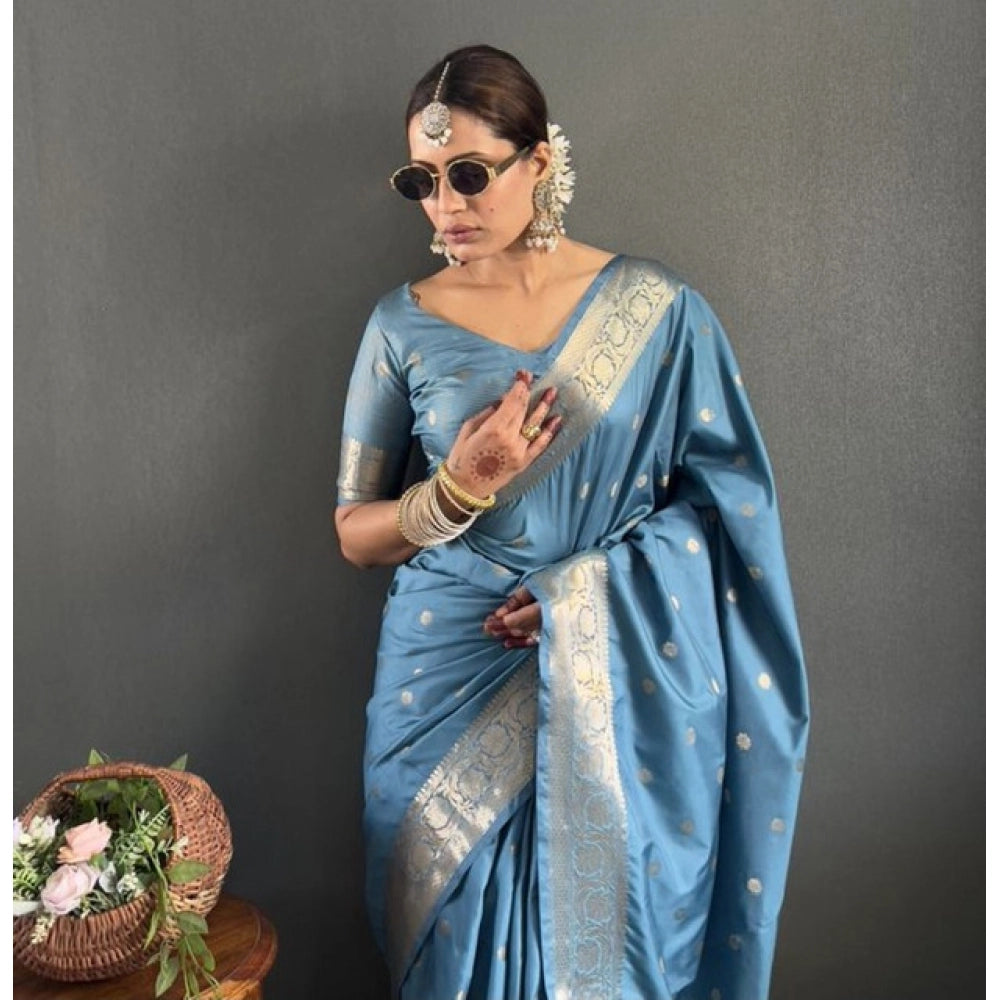 Women'S Satin Printed Saree With Unstitched Blouse 5.5Mtr (Lig