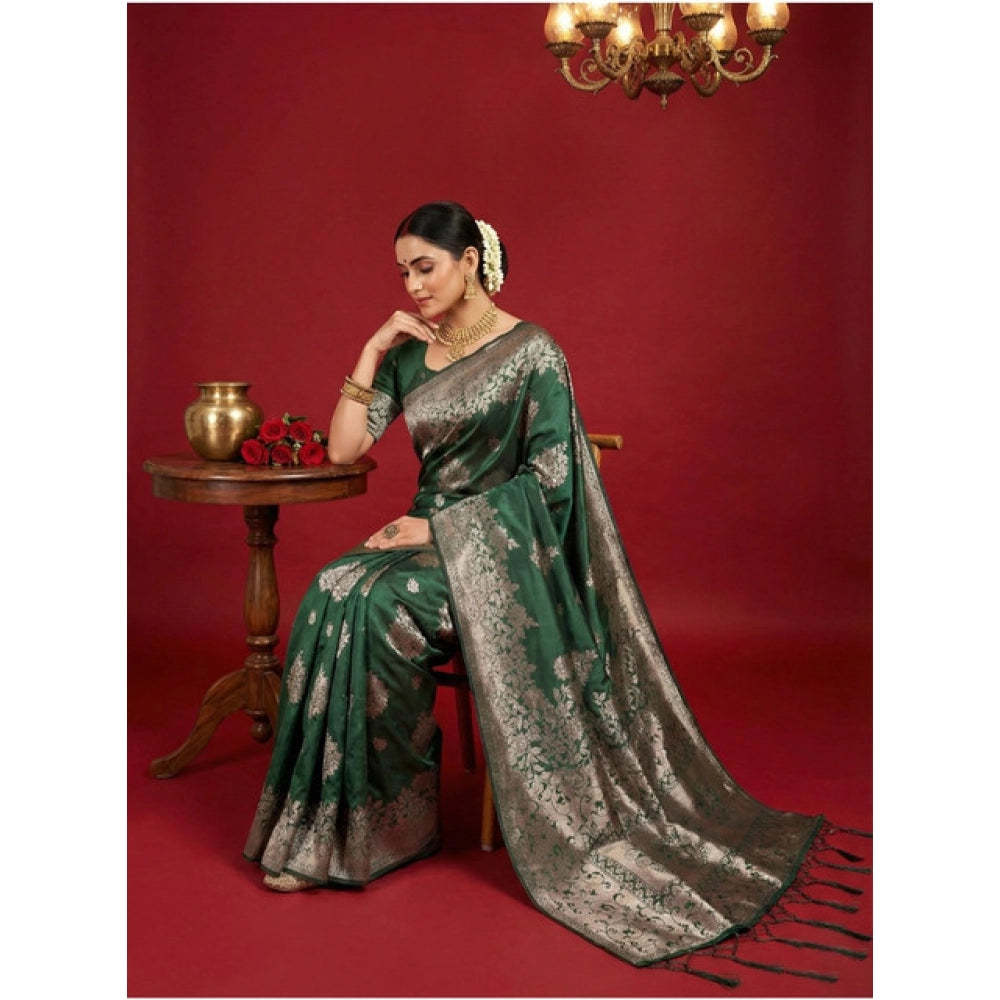Women'S Silk Blend Printed Saree With Unstitched Blouse 5.5Mtr