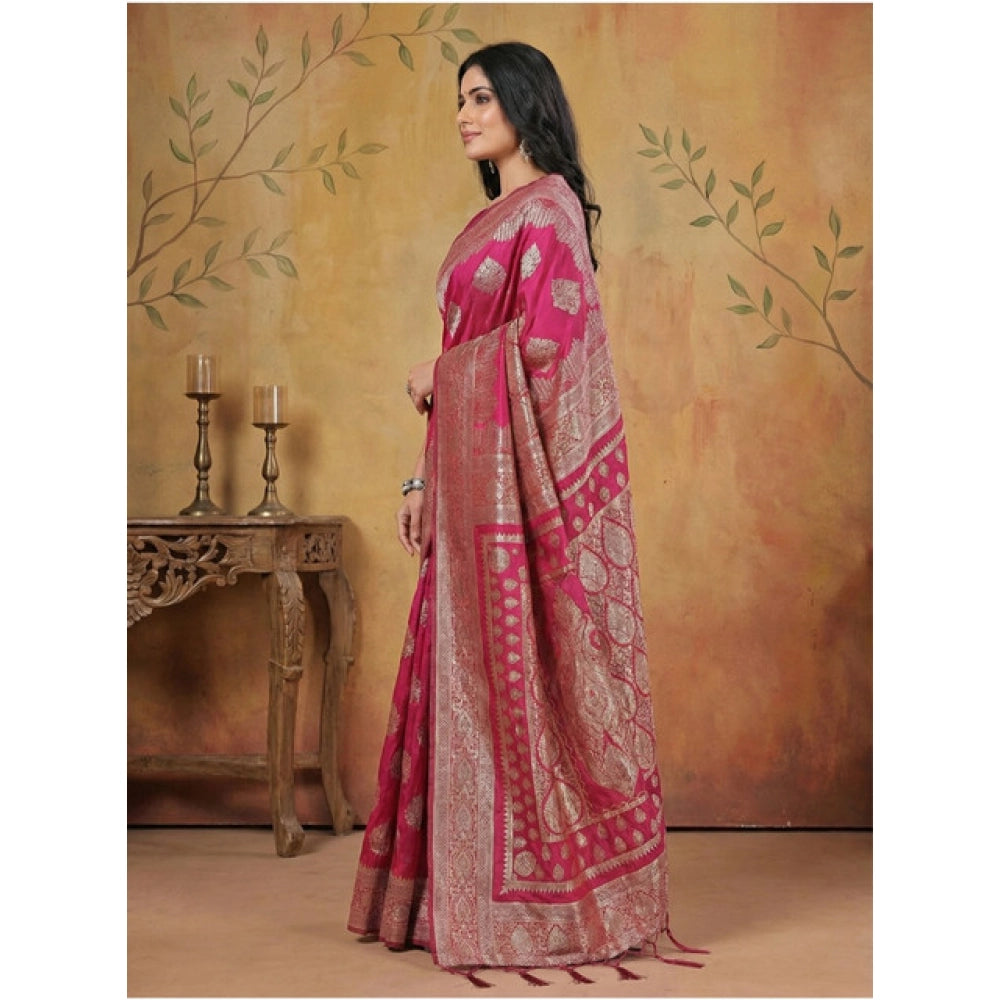 Women'S Silk Blend Printed Saree With Unstitched Blouse 5.5Mtr