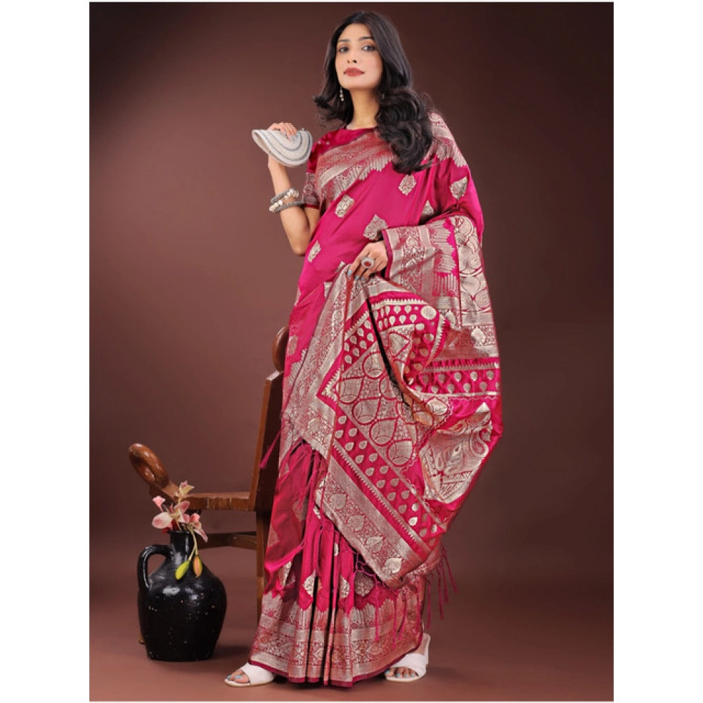 Women'S Silk Printed Saree With Unstitched Blouse 5.5Mtr (Mage