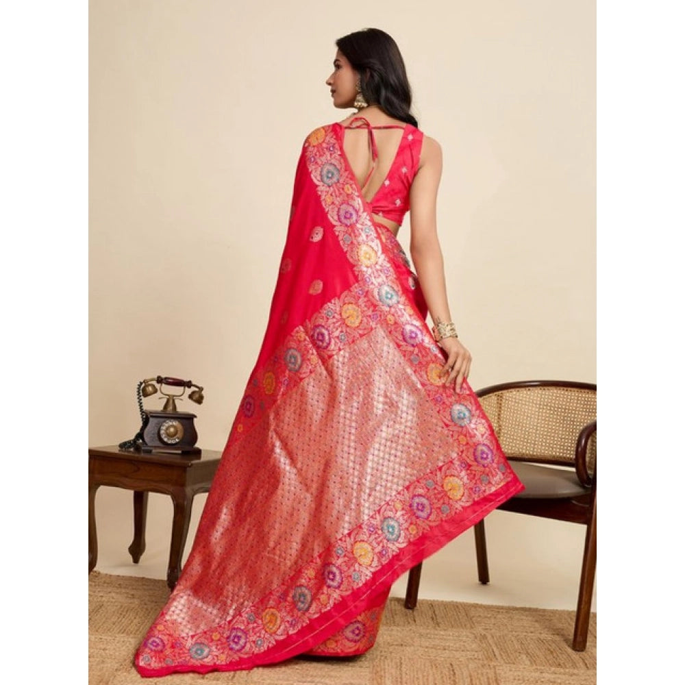 Women's Faux_Banarasi_Silk Woven Saree With Unstitched Blouse 5.5Mtr (Red) - VANSHELLE