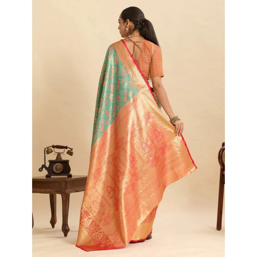 Women's Faux_Banarasi_Silk Woven Saree With Unstitched Blouse 5.5Mtr (Green) - VANSHELLE