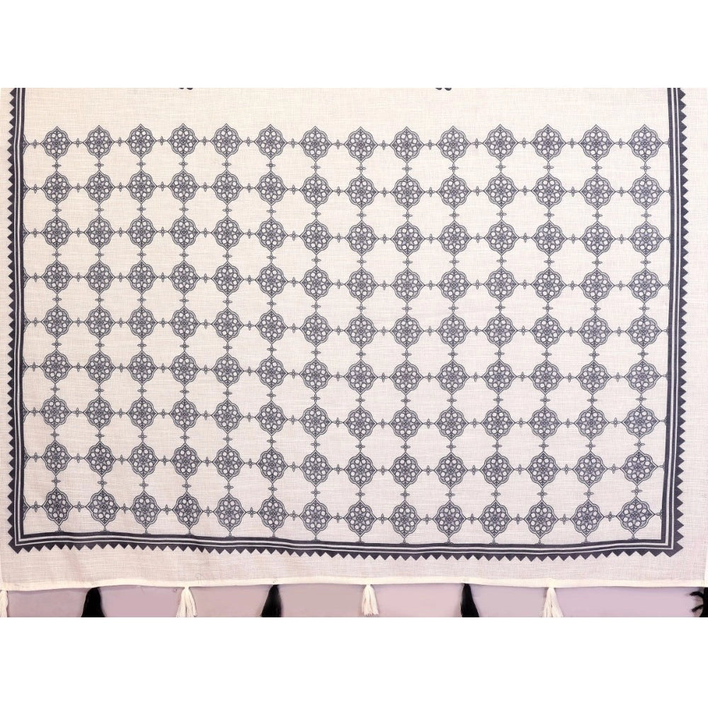 Women'S Linen Cotton Printed Saree With Unstitched Blouse 5.5M