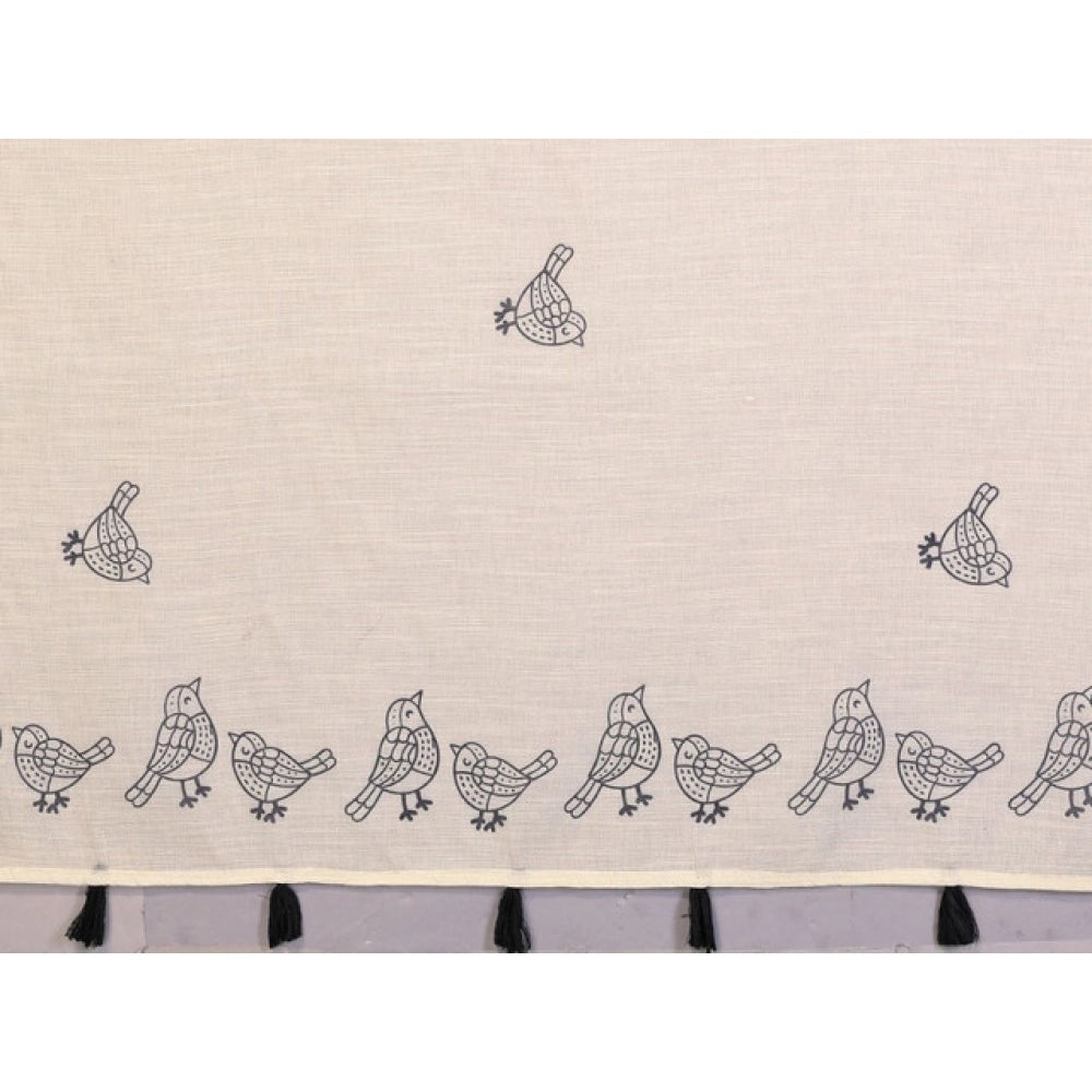 Women'S Linen Cotton Printed Saree With Unstitched Blouse 5.5M