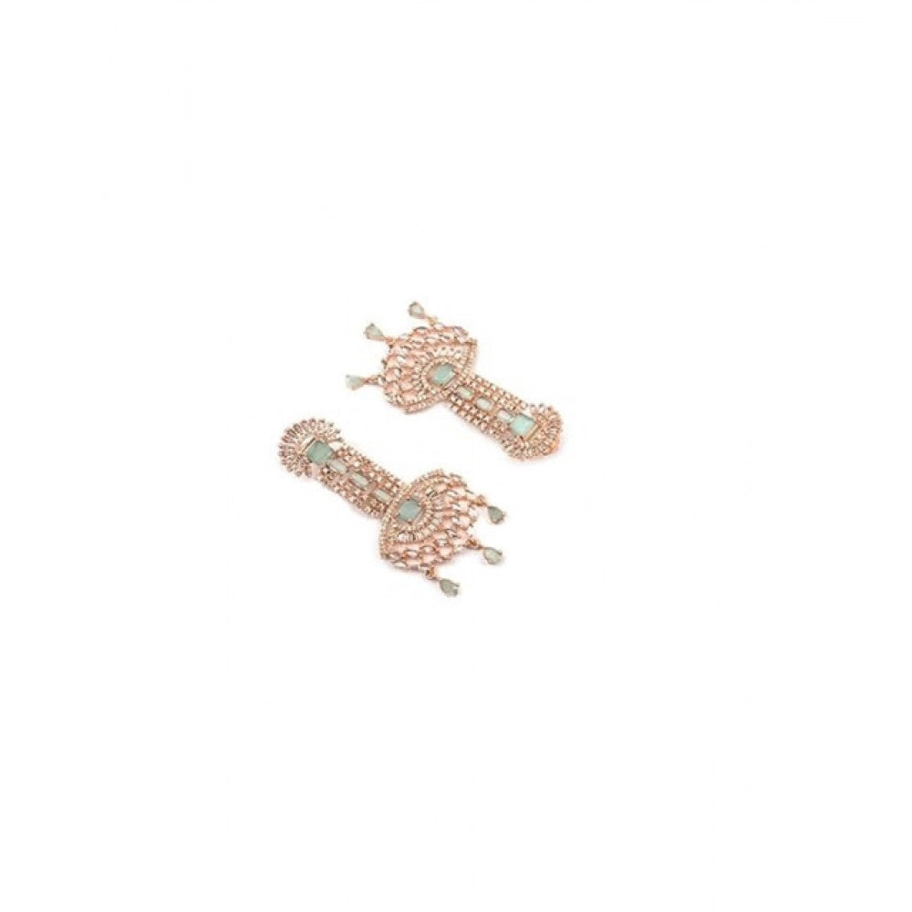 Women'S Brass Silver Plated Drop Earrings (Turquoise)