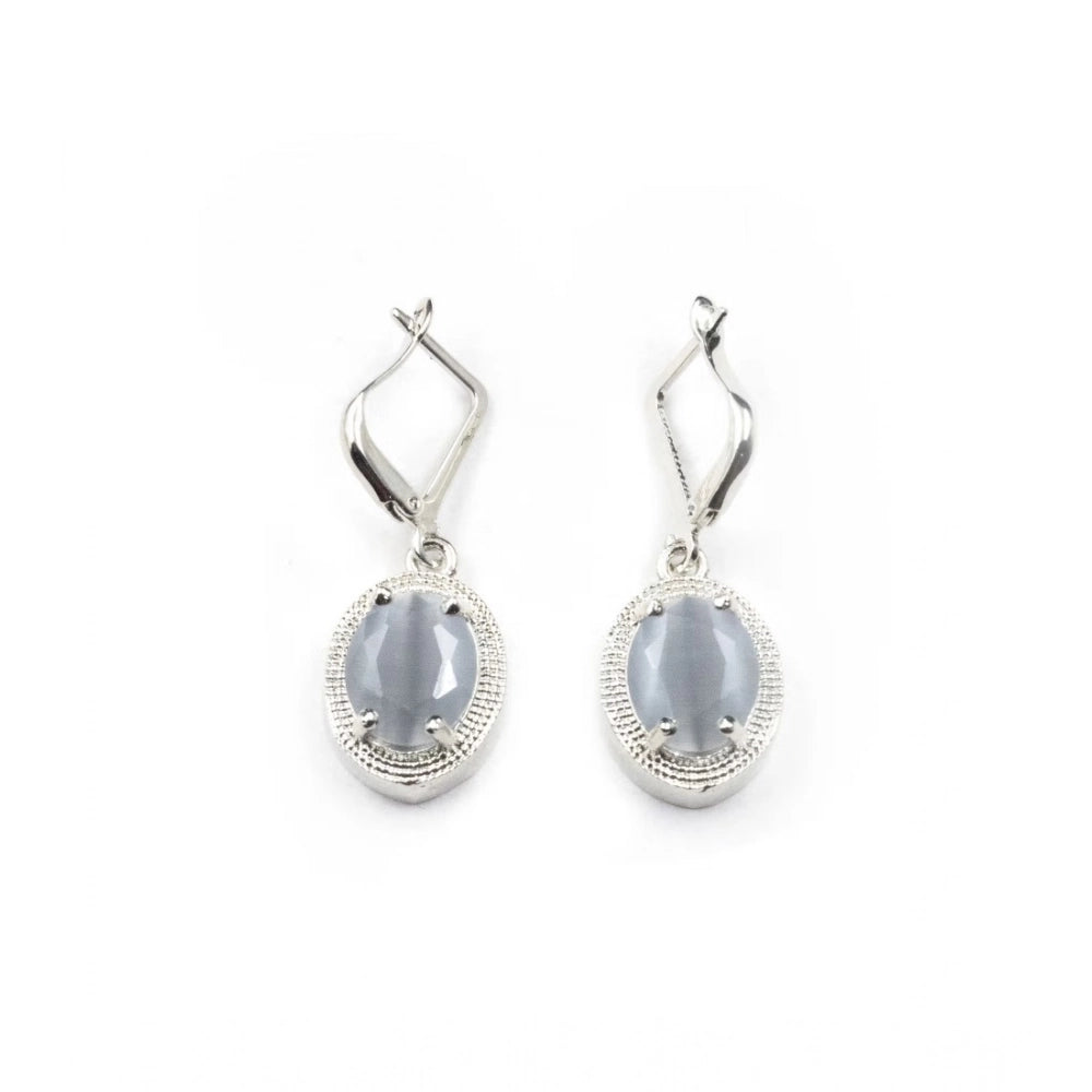 Women'S Brass Silver Plated Pendant Set (Grey)