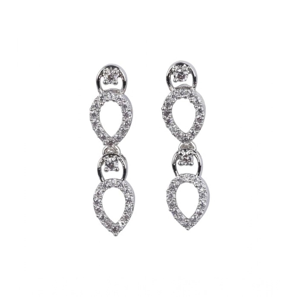 Women'S Brass Silver Plated Necklace Set (Silver)
