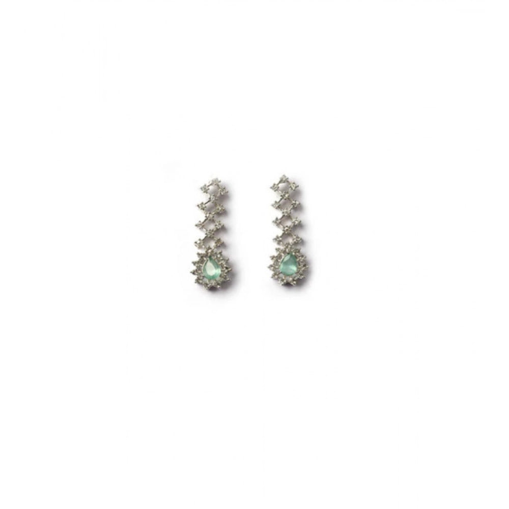 Women'S Brass Silver Plated Necklace Set (Turquoise)