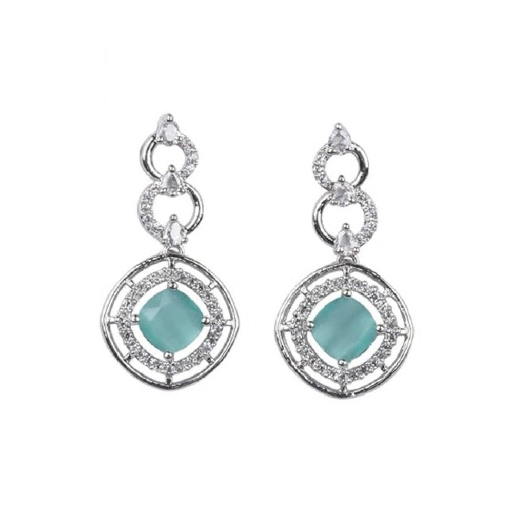 Women'S Brass Silver Plated Necklace Set (Turquoise)