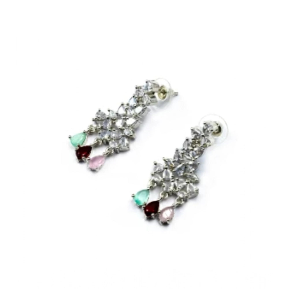 Women'S Brass Silver Plated Necklace Set (Multicolor)
