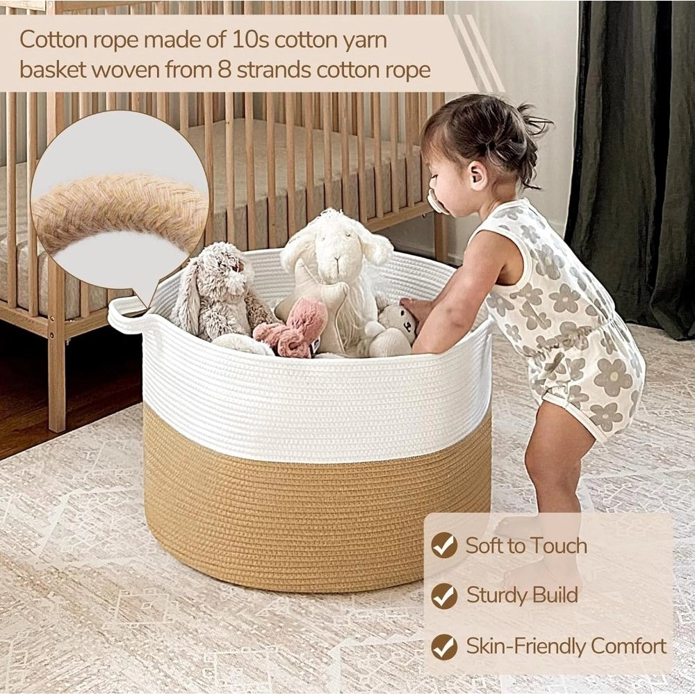 Cotton Pack Of_1 16X14 Inch Storage Basket For Clothes With Ou