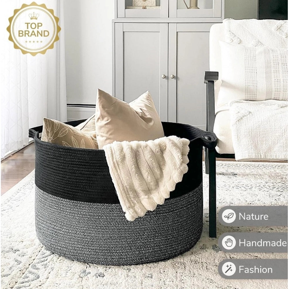 Cotton Pack Of_1 16X14 Inch Storage Basket For Clothes With Ou